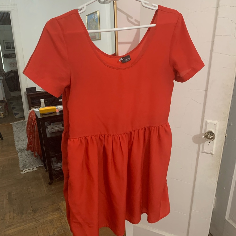 Red babydoll dress.